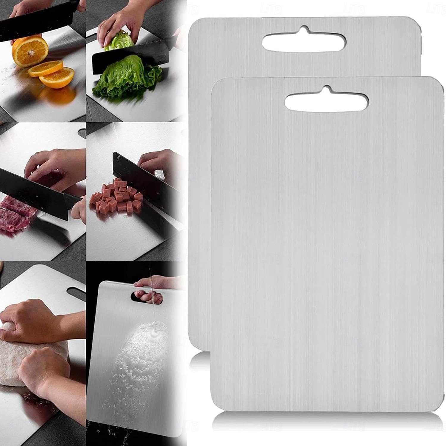 Tocător din oțel inoxidabil 304, tocător alimentar cu două fețe, tocătoare pentru bucătărie, potrivite pentru mașina de spălat vase, tocător pentru mezeluri, carne, fructe &legume 2025 - $13.99 –P5