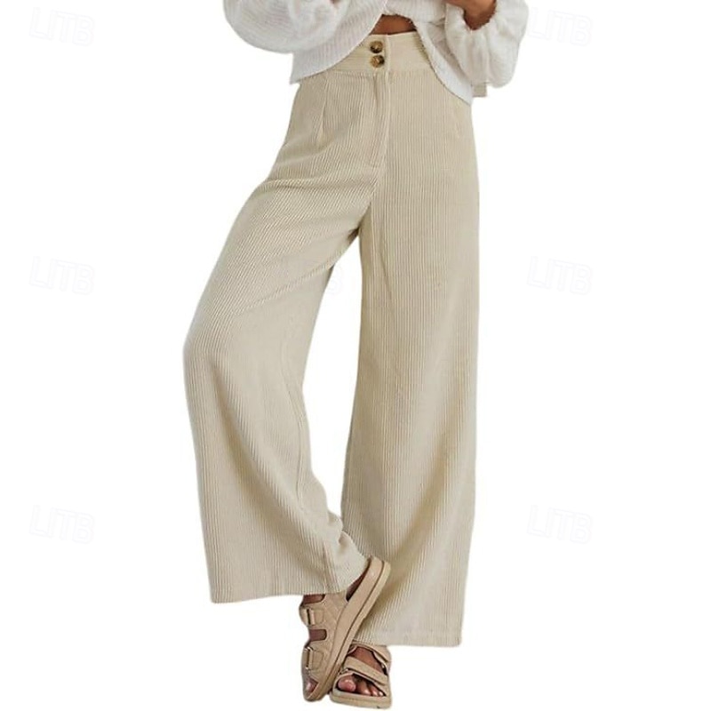 Women's Slacks Pants Trousers Streetwear Casual Full Length Natural Plain Pocket Buckle Outdoor Comfortable Outdoor Vacation Daily Wear Apricot Black Orange Green Fall Regular Fit 2025 - $19.99 –P15