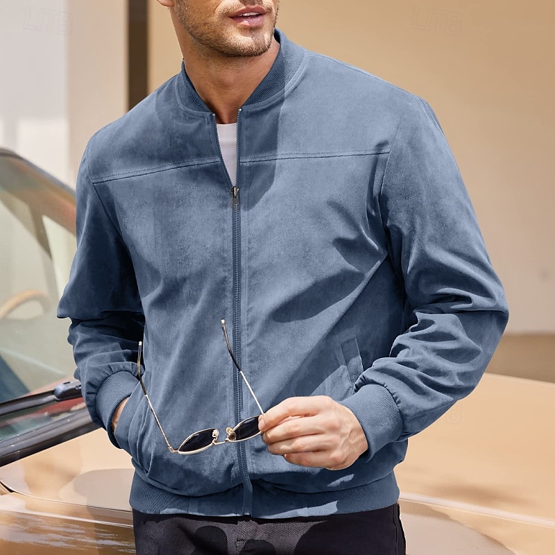 Homme Veste Légère Veste Décontractée Vacances Quotidien Résistant à l'usure Avec Poches Été Printemps Uni Mode Classique Col montant Régulier Noir Bleu Chameau Vert Véronèse Bleu de minuit Veste de 2025 ? $33.99 –P3