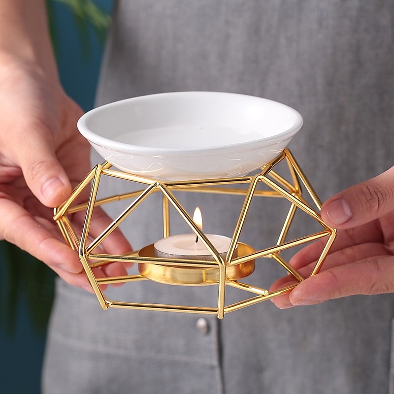 1 set keramische theelichthouder - geurige etherische olie diffuser aroma-rijke kaars olie warmer zachte theelicht wax smelt warmer - uniek vogelnest ontwerp duurzame metalen constructie perfect f 2025 - $18.49 –P4