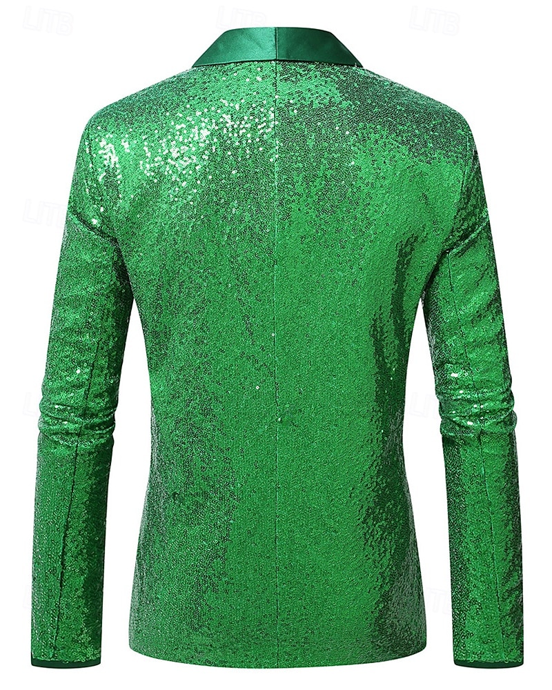 Herr Kavaj Företag Cocktailfest Bröllopsfest Mode Ledigt Vår Höst Polyester Ensfärgat Ficka Knappar Bekväm Enkelknäppt Blazer Grön 2025 - $58.99 –P3
