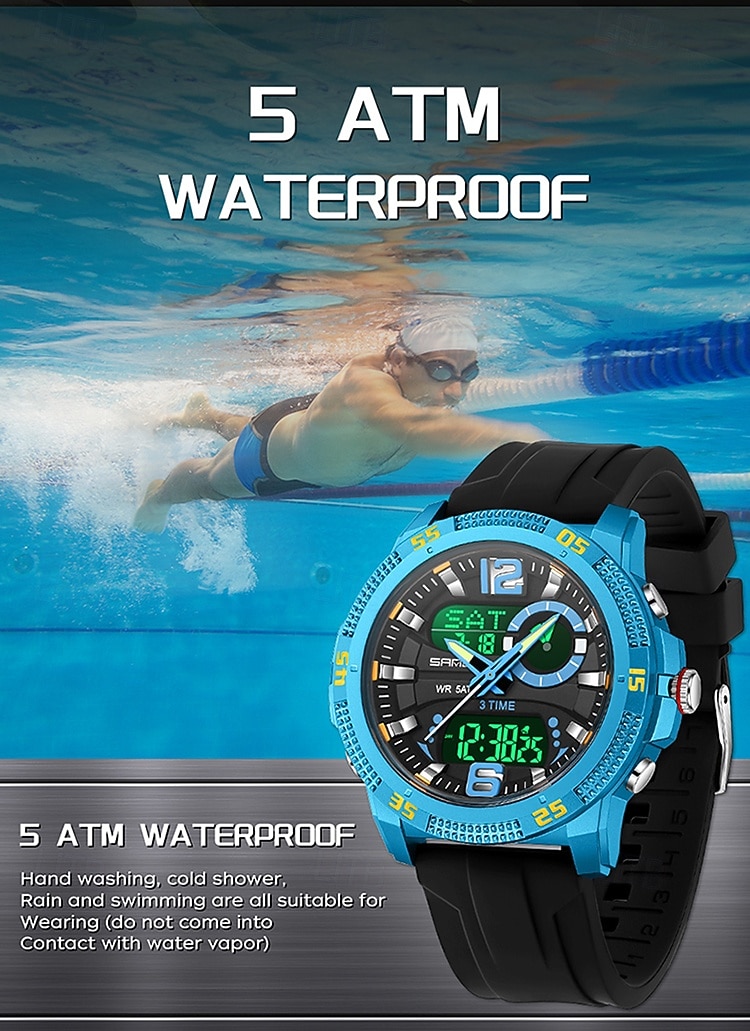 SANDA 3372 Dual Display Men's Watch Chronograph Alarm Clock Sport Multi functional Waterproof LED Electronic Watches 2025 - $26.99 –P15