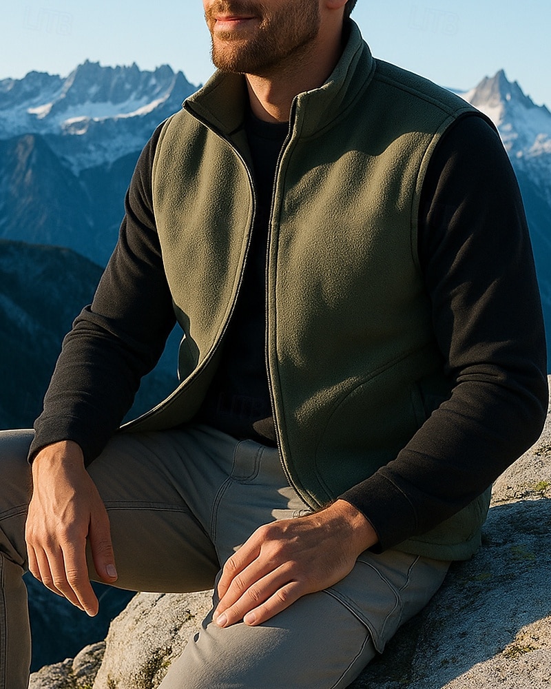 Herren Wanderweste Ärmellos Weste Außen Thermowarm Atmungsaktiv Leicht Winter Reißverschluss Polyester Schwarz Armeegrün Rot Jagd Angeln Klettern 2025 - $23.99 –P3