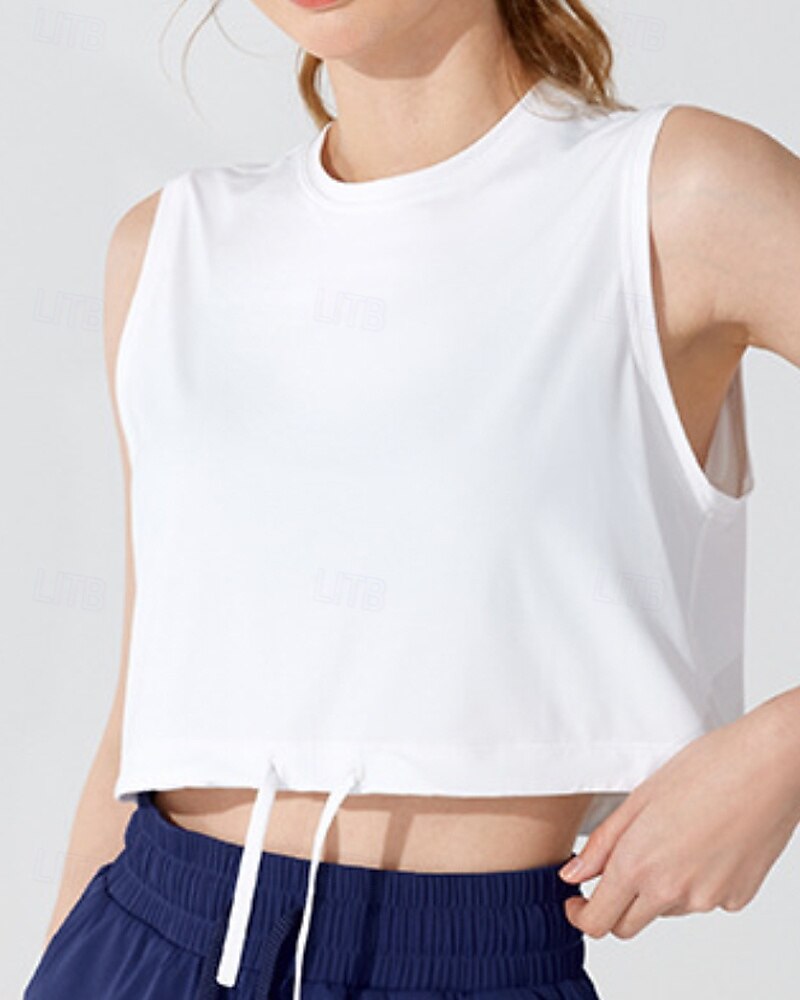 Dam Linne för jogging Snörning Lättvikt Ärmlös Överdelar UPF 50 Solskydd Snabb tork Vekefukt Pilates Löpning Yoga Sportkläder Sportkläder Solid färg Ljusgul Svart Vit 2025 - $14.39 –P2