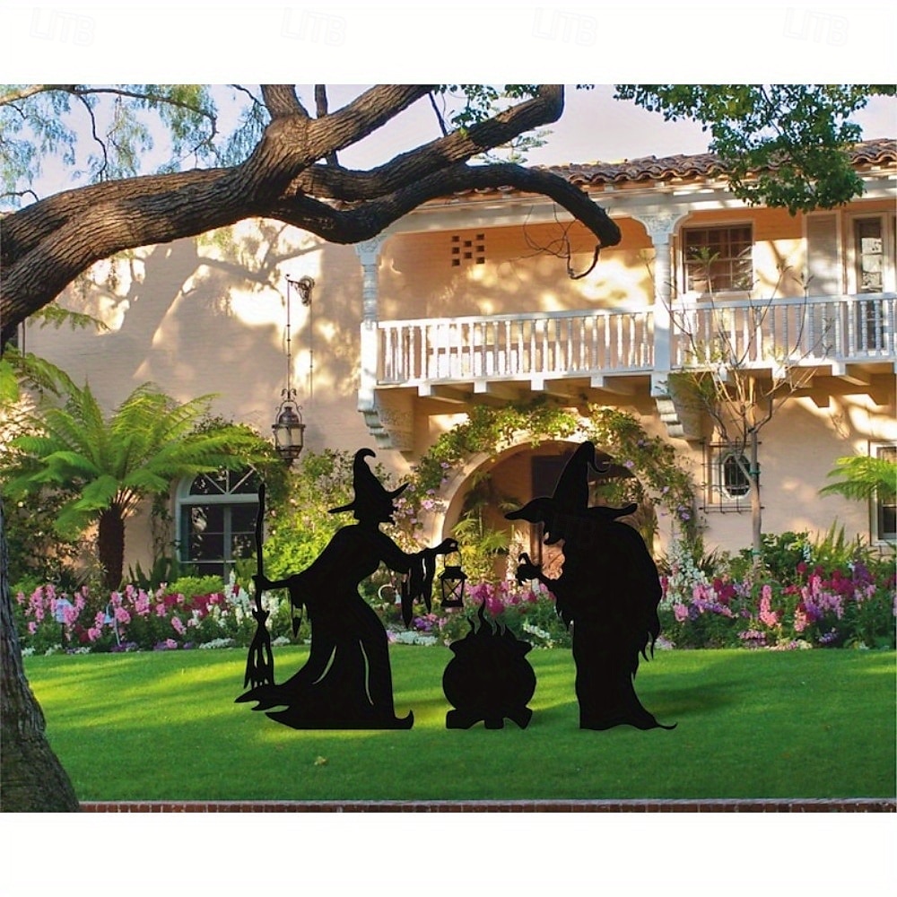 Decorazioni da giardino in metallo con streghe di Halloween festive, 3 streghe spettrali per decorazioni da esterno - picchetti da giardinaggio senza batteria, decorazioni da giardino in metallo del 2025 a $71.99 –P8