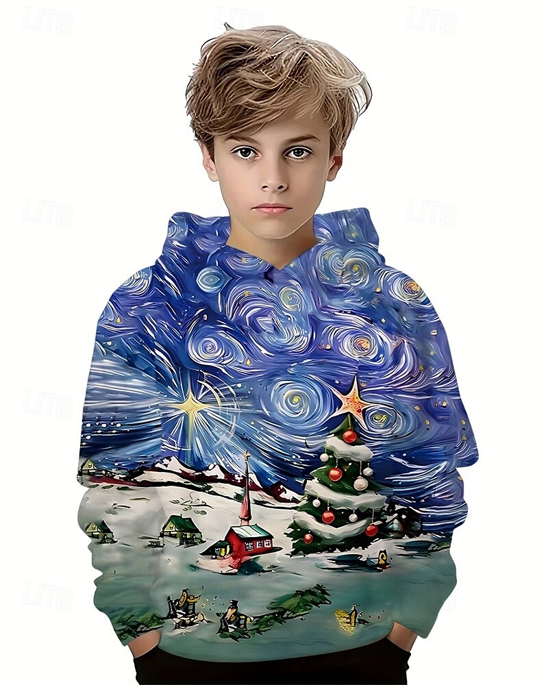Boys' 3D Graphic Hoodie Long Sleeve Spring Fall Fashion Streetwear Kids 4-12 Years Hooded Outdoor Casual Daily Regular Fit 2025 - $18.99 –P1