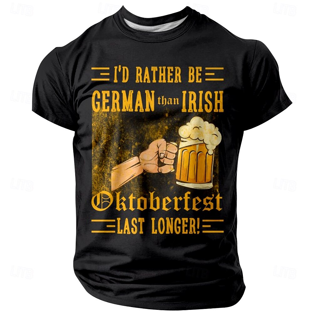 Mannen T-Shirt Korte Mouwen Grafisch Grappige Oktoberfest Bier Humor Ik Zou Liever Duits Zijn Dan Iers Duurt Langer 2025 - $17.99 –P1