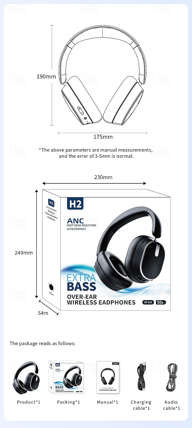 Hybrid Active Noise Cancelling Headphones Wireless Over Ear Bluetooth Headphones Foldable Wireless Headset 60H Playtime Hi-Res Audio Deep Bass Memory Foam Ear Cups Perfect for Travel & Office 2025 - $47.99 –P17