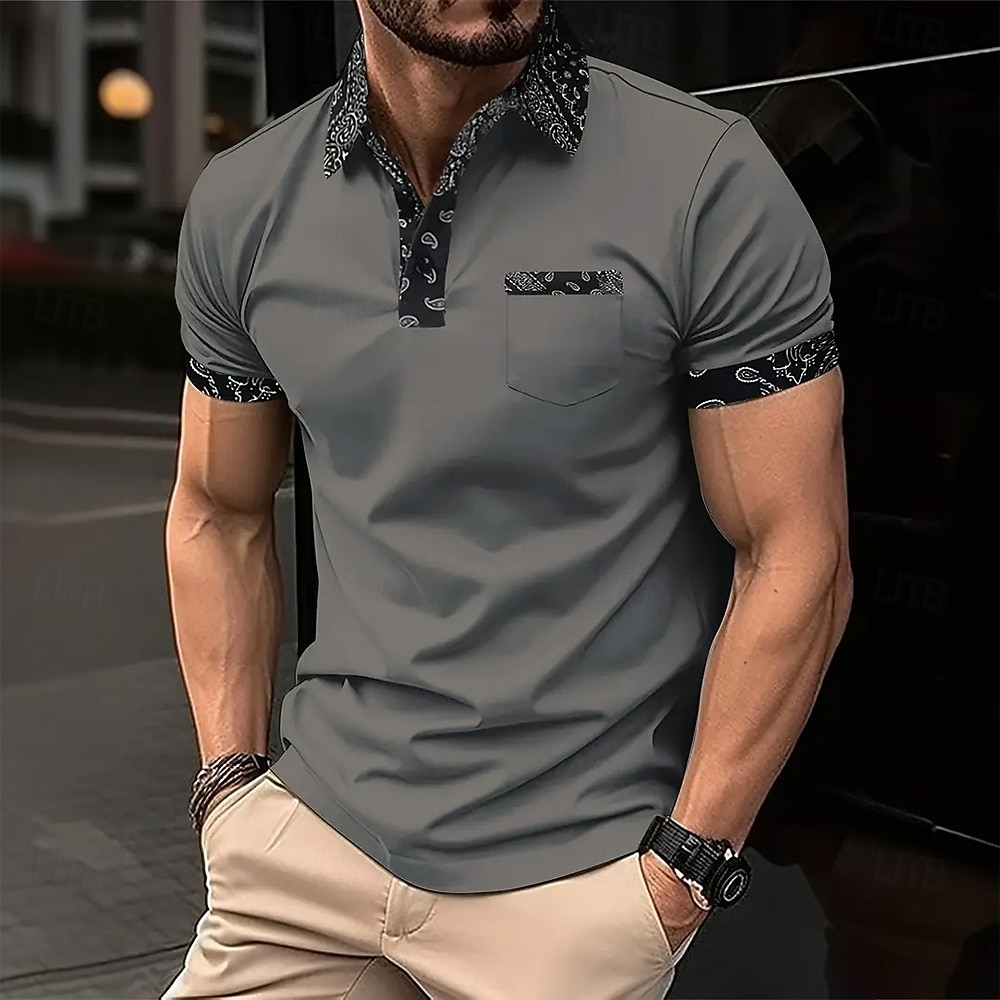 Men's Plain Golf Shirt Short Sleeve Polo Shirts Lapel Casual Business Casual Business Athleisure Pocket Buttons Summer Dark Brown Black Dark Green 2026 - $21.99 –P2