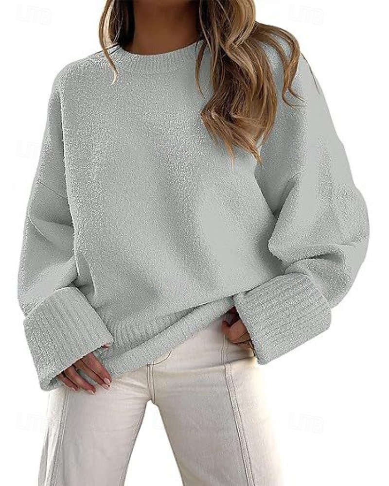 Women's Sweater Pullover Fashion Solid Color Ribbed Crew Neck Knitted Long Sleeve Regular Tops Knit Outdoor Holiday Going out Black White Fall 2025 - $28.99 –P1