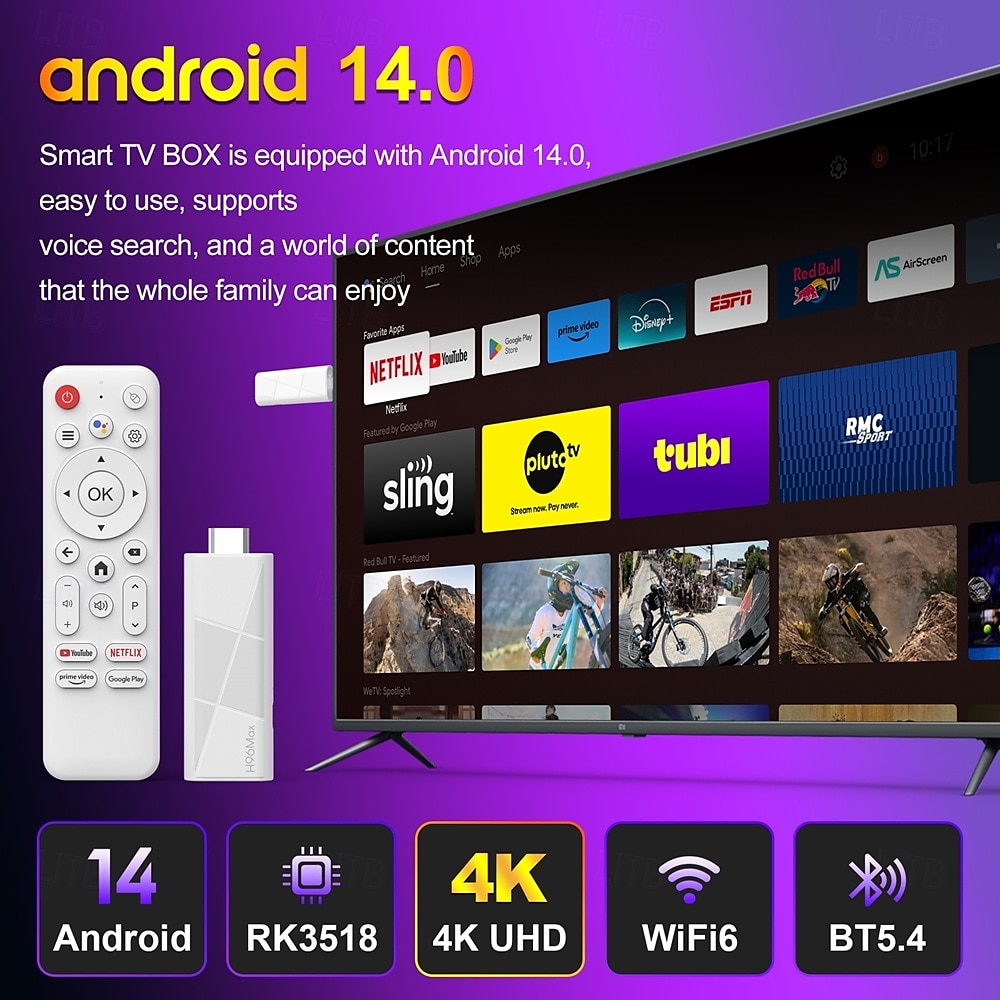 2025 новый h96 max rk3518 dongle mini tv stick android 14 smart tv box android14 2gb 16gb 8gb wifi6 bt 4k hd google voice media playerс голосовым гироскопом пульт дистанционного управления 2025 - $33.99 –P2