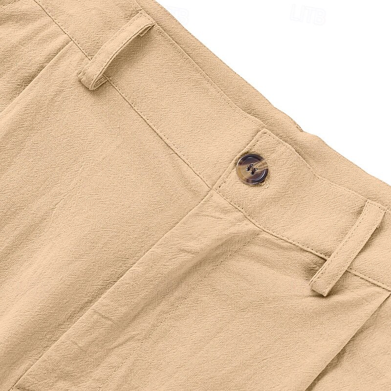 Men's Linen Pants Trousers Summer Pants Beach Pants Pocket Straight Leg Plain Comfort Breathable Vacation Daily Holiday Hawaiian Boho Black White 2025 - $25.99 –P8
