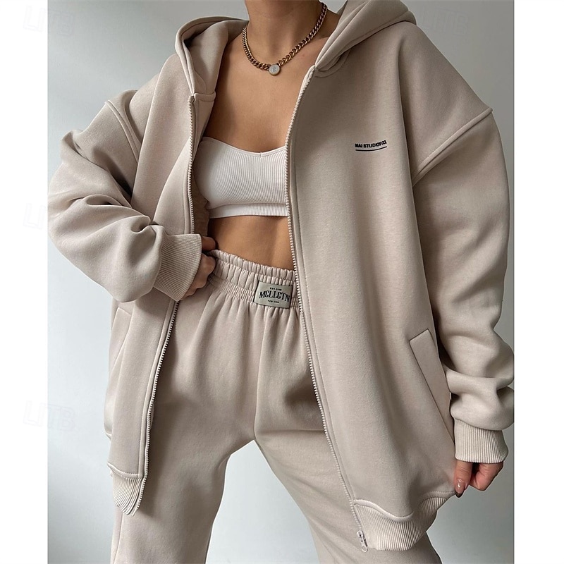 Mujer Tracksuit Pantalones Deportivo Ropa Deportiva Otoño Manga Larga Resistente al Viento Gimnasio Rutina de ejercicio Deportes Ropa de deporte Ropa de Deporte Color sólido Negro Gris oscuro Gris 2025 - $32.99 –P3