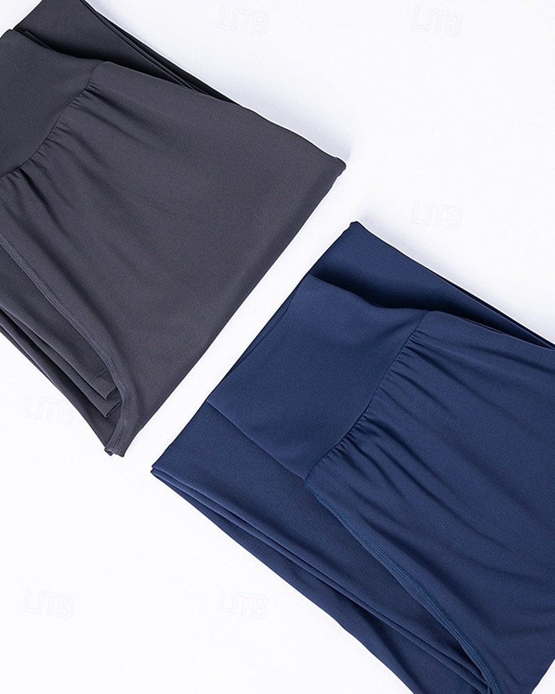Damen Fitnesshose Pilates-Hosen Yogahose Mit Taschen Leicht Hohe Taille Fitnessstudio Pilates Zumba Unterteile Einfarbig Schwarz Weiß Dunkelmarine Herbst Sport Sportkleidung Mikroelastisch Lässiger 2025 - $35.99 –P18