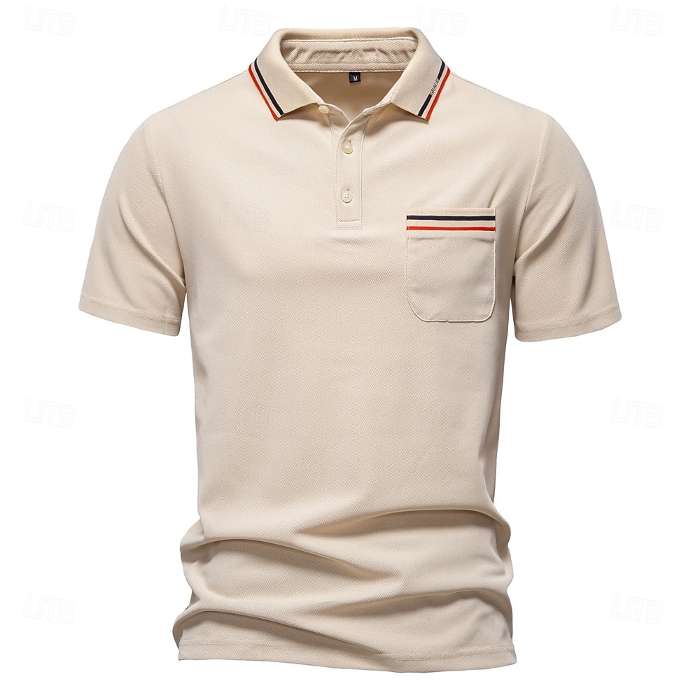 Herren Farbblock Polo Strick-Polopullover Kurzarm Umlegekragen Formell Arbeit Sport & Outdoor Stripe-Trim Streifen Rein Frühling Ganzjahres Weiß Dunkelrot Dunkelmarine 2025 - $22.99 –P6