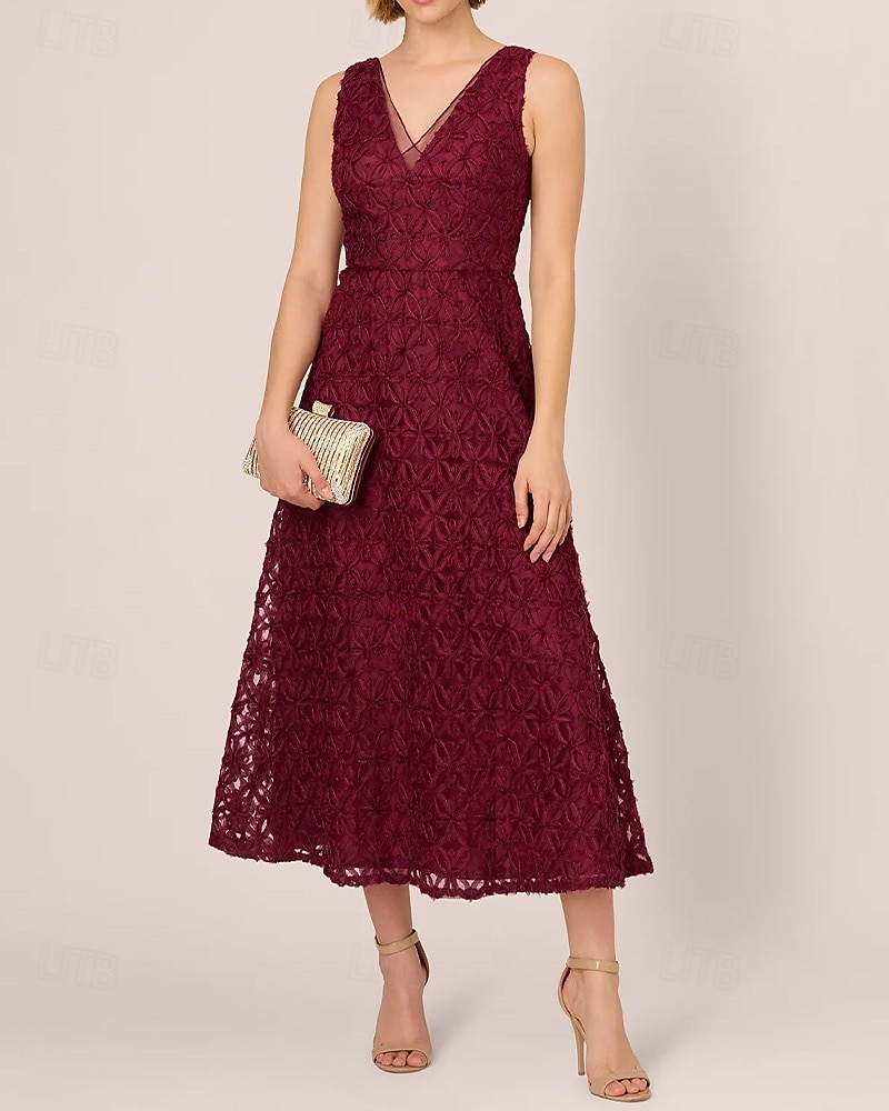 Abito da sposa a trapezio, elegante, semplice e minimalista, con scollo a V, lunghezza al pavimento, in pizzo, tulle, senza maniche, con applicazioni ricamate a nastro, 2025 del 2025 a $149.99 –P1