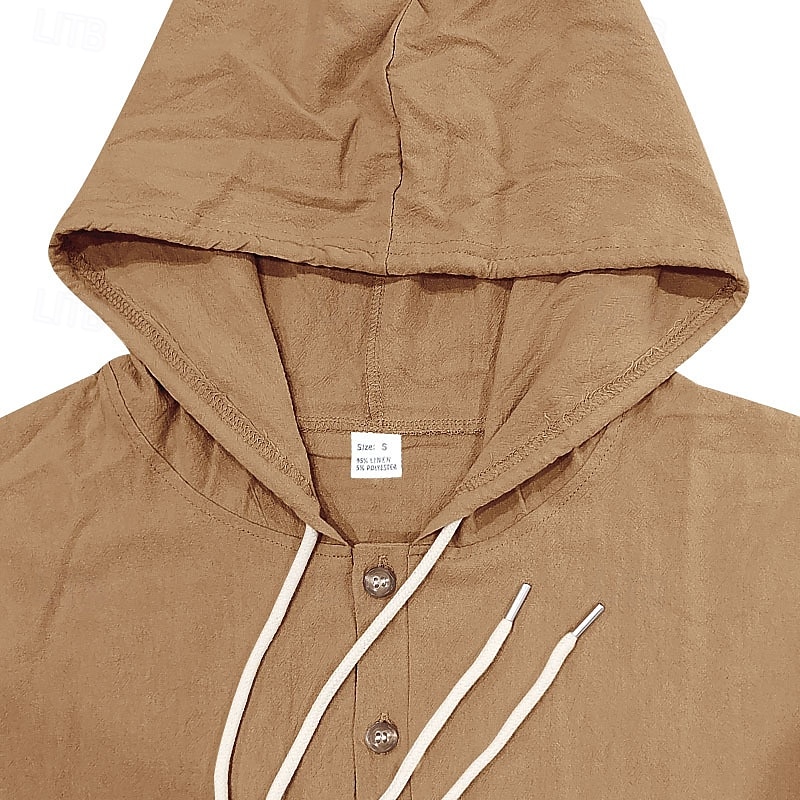 Men's T-shirt Suits Shirt and Pant Sets 2 Pieces Outfits Long Sleeve Hooded Summer Spring Solid Color Fashion Casual Buttons 2 Piece Vacation Daily Wear Going out Black White Yellow Top Tee for Men 2025 - $45.99 –P7