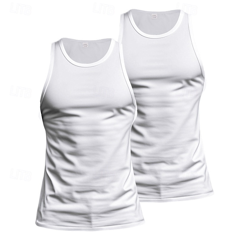 Men's Tank Top Vest Top Undershirt Sleeveless Shirt Sleeveless Crew Neck Summer Plain Fashion Designer Basic 2 Piece Vacation Street Going out Black White Black+White Top Tee for Men 2025 - $16.99 –P9