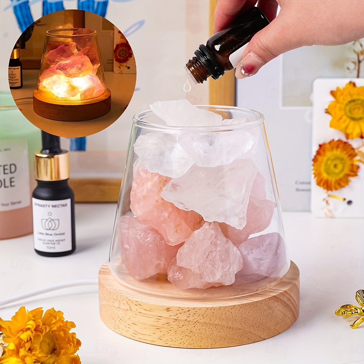 Natural Crystal Aroma Stone 1pc Diffuser - Demagnetising Bowl Lamp Ornament Home Bedroom Night Light Companion Gift - Essential Oil Not Included 2026 - $39.99 –P5