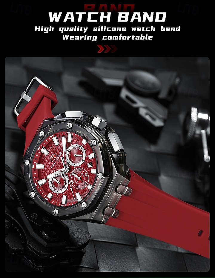 2026年 MINI FOCUS メンズ クォーツ 時計 ラグジュアリー 大ダイヤル ビジネス 腕時計 蛍光 カレンダー 日付 週 防水 シリコン ジェル 時計  コレクション – $58.99 –P8