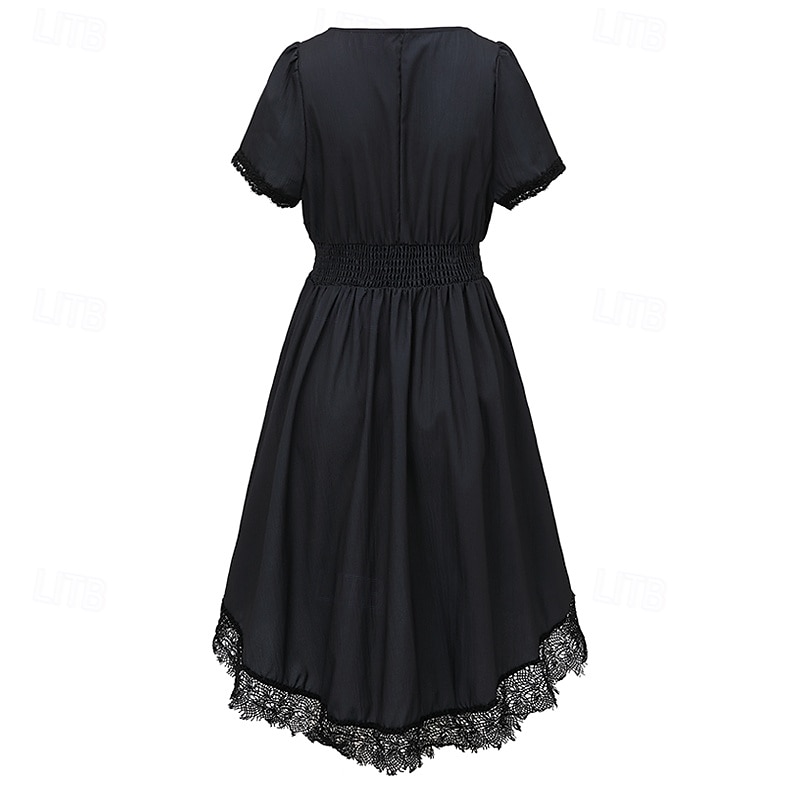 Women's Mini Dress Boho Dress Western Dress Fashion Classic Outdoor Vacation Holiday Regular Fit Flower Short Sleeve V Neck Black Dark Blue Summer 2025 - $31.99 –P2