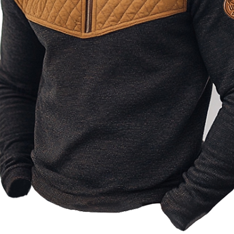 Homens Moletom Moletom com zíper Marron Meio Zíper Bloco de cor Patchwork Textura Desportos e Ar livre Diário Feriado Poliéster Roupa de rua Retro Básico Primavera Outono Roupa Moletons Moletons de 2025 por $30.99 –P3