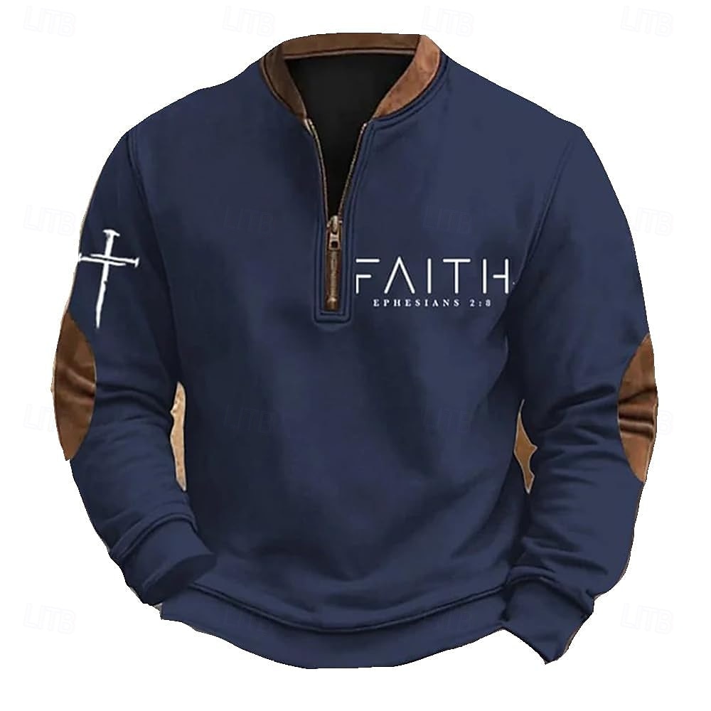 Miesten College Quarter vetoketjullinen collegepaita Musta Valkoinen Armeijan vihreä Laivaston sininen Ruskea Puolivetoketju Väripalikka Kirjain Risti Puolet vetoketjusta Painettu Urheilu ja ulkoilu 2025 - $29.99 –P5