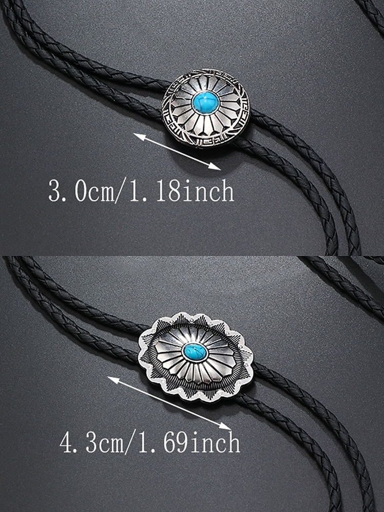 Men's Turquoise Bolo Tie Necklace – Western Cowboy Vintage Style Leather Rope Neckwear with Metal Pendant for Rodeo Weddings and Country Music Events 2026 - $9.99 –P9