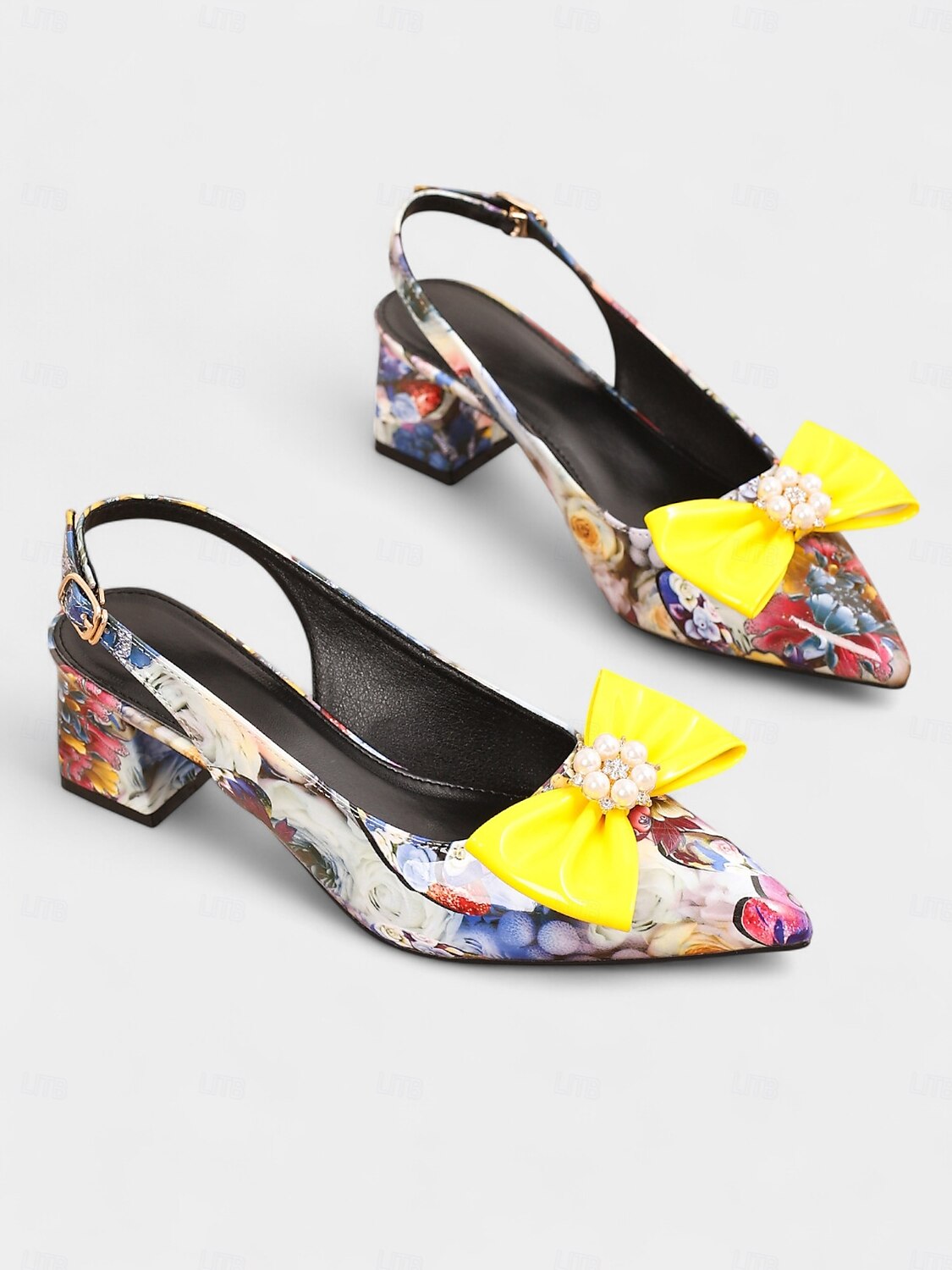 Escarpins à bride arrière fleuris pour femmes avec nœud en perles – talons carrés à bout pointu colorés pour le thé de l'après-midi, les mariages dans le jardin et les tenues d'inspiration vintage des années 1950 de 2025 ? $42.99 –P8