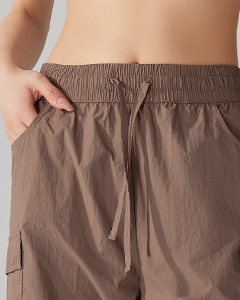 Damen Cargohosen Wanderhosen Gerade geschnittene Hose Außen Normale Passform Wasserdicht Sonnenschutz Winddicht Schnelltrocknend Unterteile Kordelzug Leicht Schwarz Khaki Camping / Wandern 2025 - $27.99 –P4