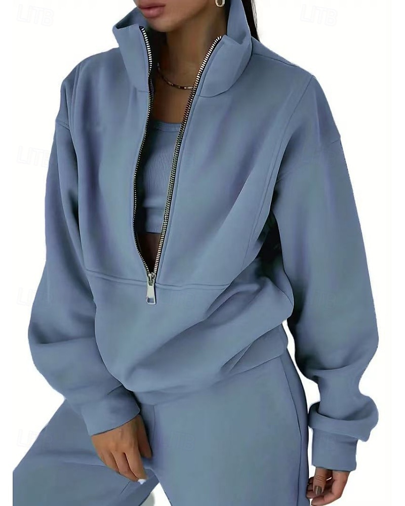 Damskie Spodnie dresowe Dres polarowy Góra ścieżki Zamek 2-częściowa Solidne kolory Rozpinana bluza i spodnie dresowe Zestawy odzież Jesień Leśna zieleń Granatowy Siłownia Sportowy Bieganie Keep Warm 2026 - $31.99 –P16