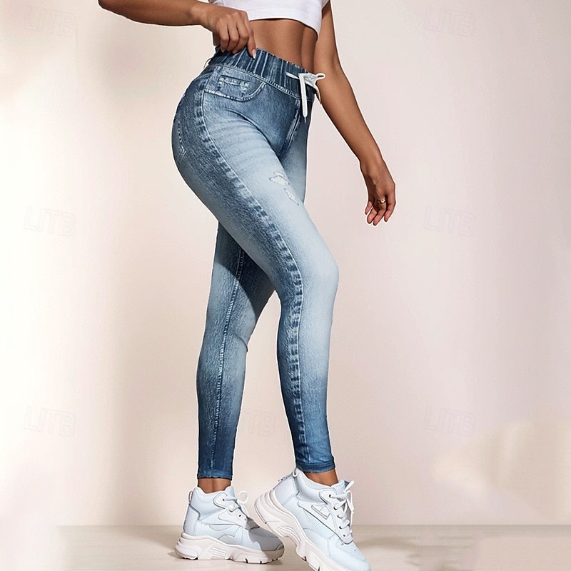 Per donna Collant Leggings Streetwear Casual Lunghezza intera Vita Alta Semplice Elastico in vita Traspirabilità Elasticizzato Vacanza Sport & Outdoor Abbigliamento quotidiano Blu Estate Vestibilit del 2025 a $14.99 –P3