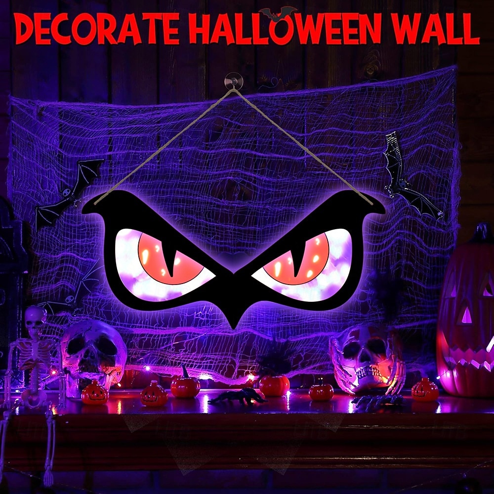 Halloween Decorations Spooky Eyes Lights, 20 Inch Large Wooden Halloween Window Eye Lights with 7 Color Modes and USB/Battery Operated for Home, Wall, Window, Trees Halloween Décor 2026 - $27.99 –P36