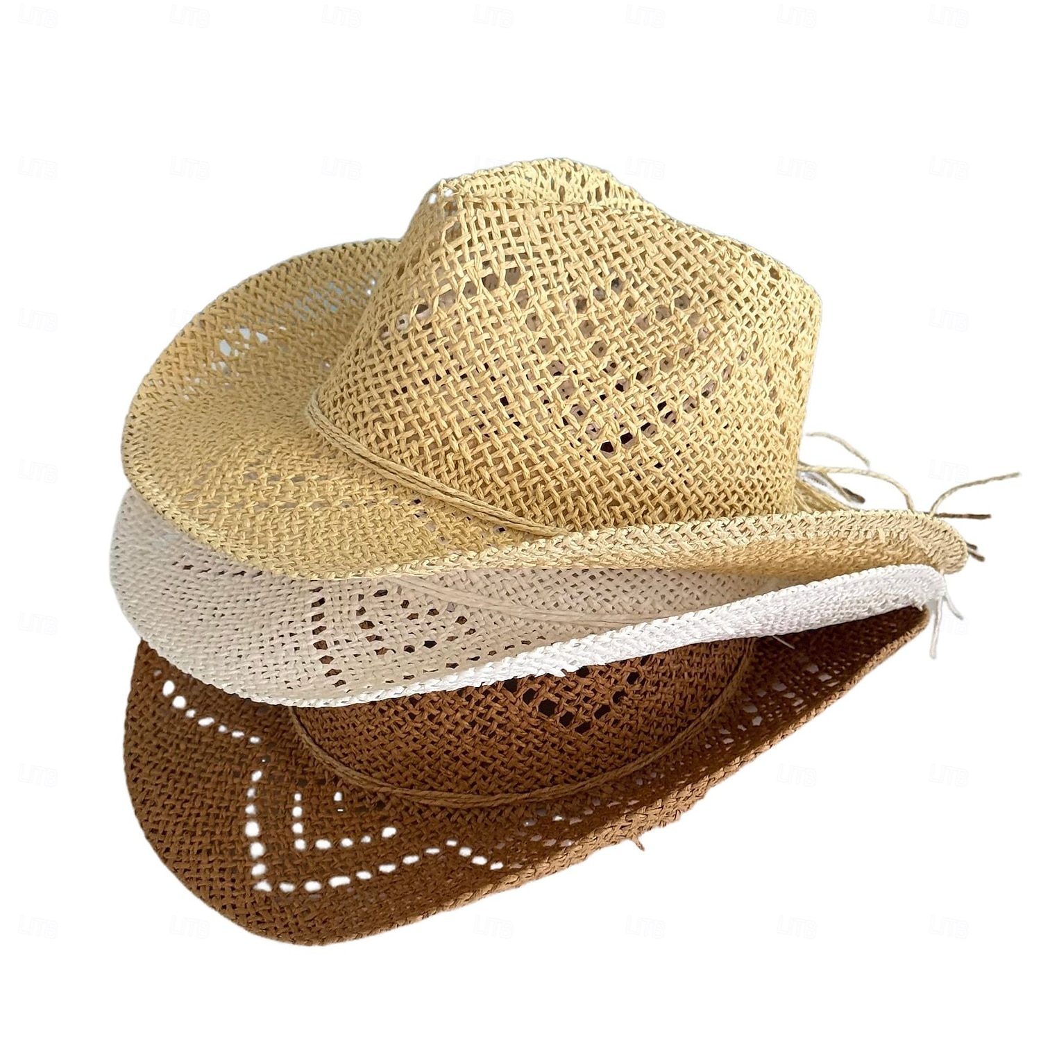 1 stk. elegant damehatt med strå og bred brem, lett og pustende sommerhatt for strandaktiviteter, uformell &formelle arrangementer, tilbehør til arrangementer 2025 - $44.99 –P3
