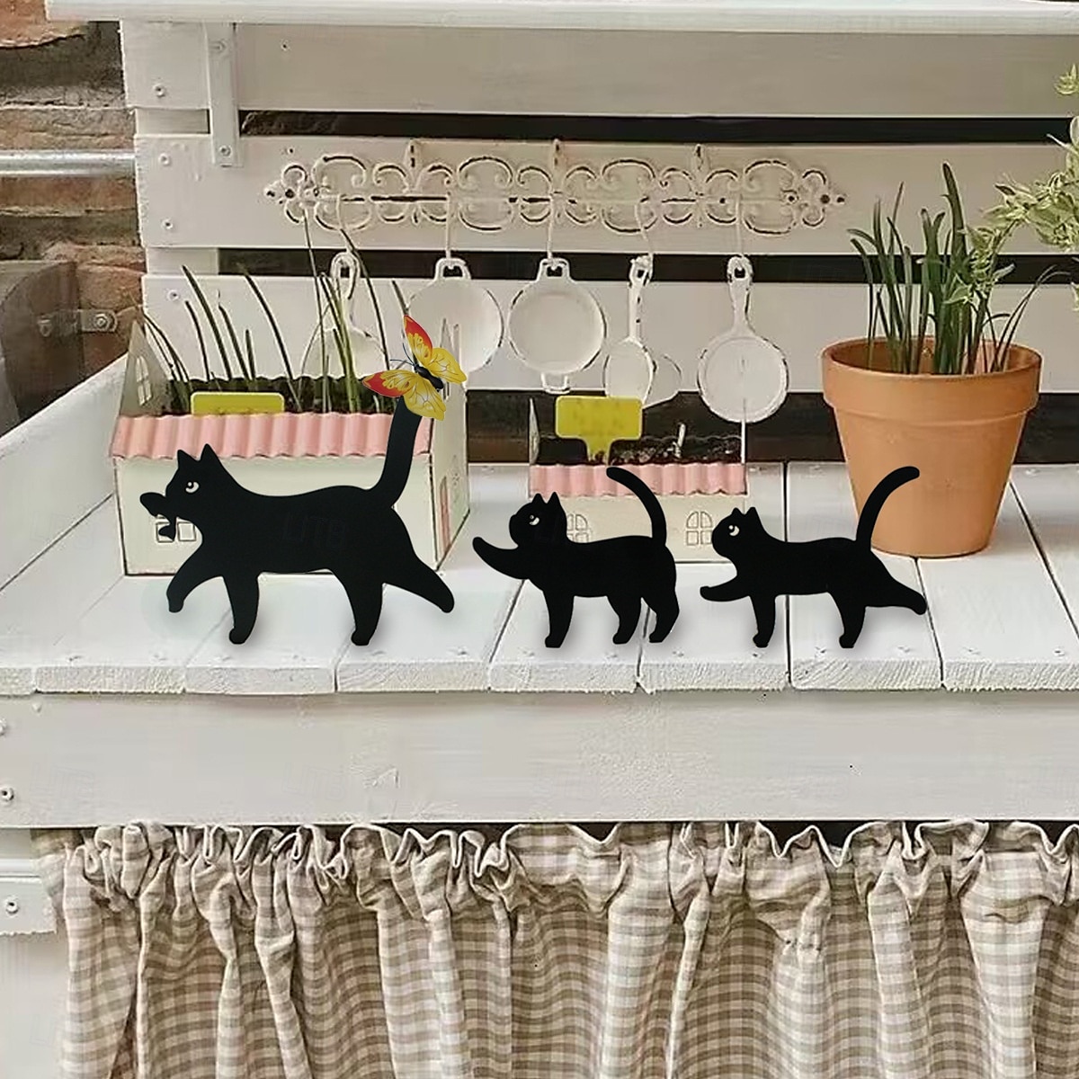 3 Stück Halloween Schwarze Katze Metallschild mit Zubehör, Gartenstecker Dekoration für den Rasen, gruselige Katzensilhouette für Halloween Party Dekor 2025 - $15.49 –P5