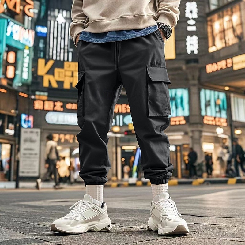 Homme Pantalons Cargo Pantalon Jogger Pantalons Cordon de serrage Taille Élastique Multi-poches Uni Portable Extérieur Quotidien Camping & Randonnée Mode Classique Noir Blanche de 2025 ? $24.99 –P20