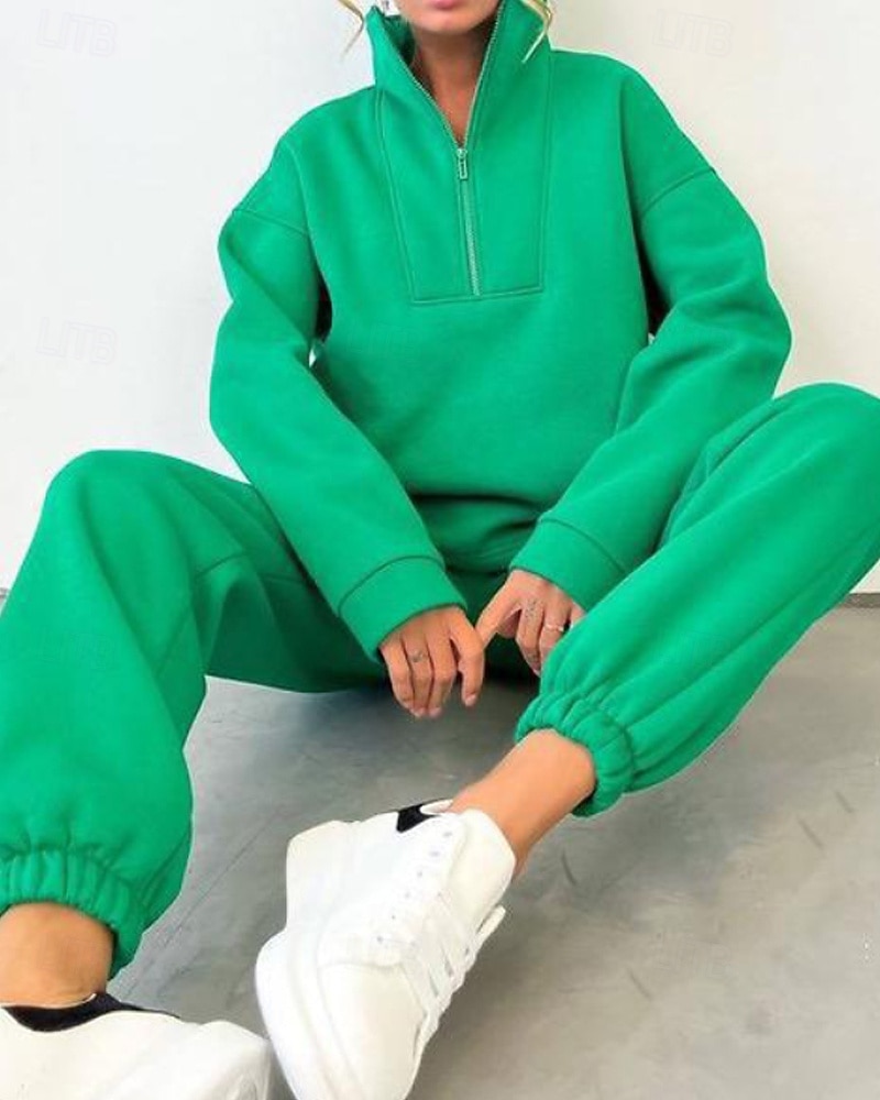 Γυναικεία Φόρμα Αθλητικές Φόρμες Φούτερ με πουλόβερ Τσέπη με φερμουάρ Μονόχρωμο Ρούχα σύνολα Φθινόπωρο Μαύρο Κίτρινο Σπαντέξ Προπόνηση Ένδυση γυμναστικής και άθλησης Τρέξιμο 2026 - $36.99 –P1