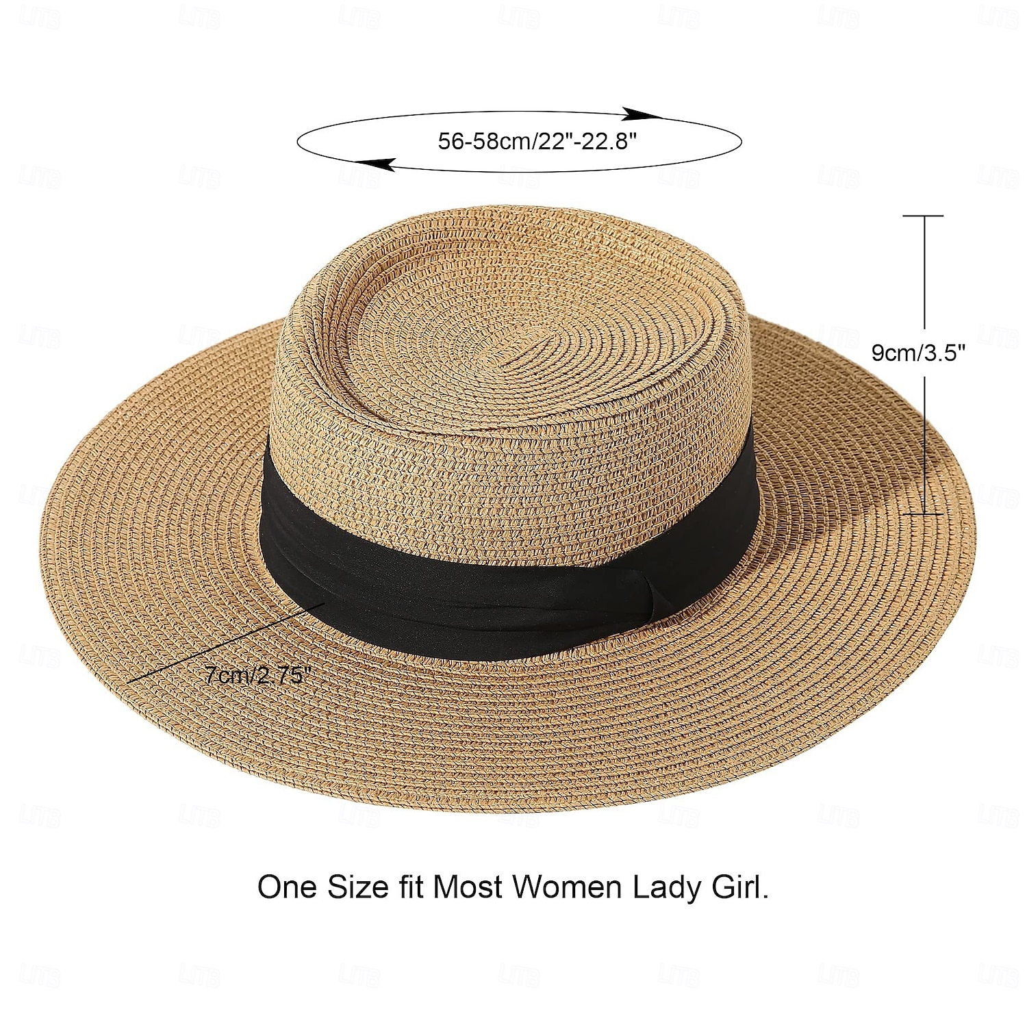 1 stk. elegant damehatt med strå og bred brem, lett og pustende sommerhatt for strandaktiviteter, uformell &formelle arrangementer, tilbehør til arrangementer 2025 - $13.99 –P1