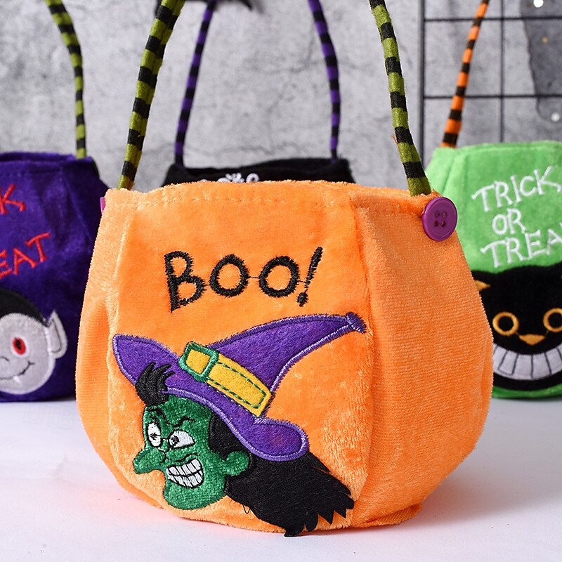 Halloween Treat Bag for Kids, Trick or Treat Candy Tote Bag, Gift Basket with Pumpkin Ghost Witch Design, Non-Woven Halloween Party Favor Bag 2025 - $4.99 –P4