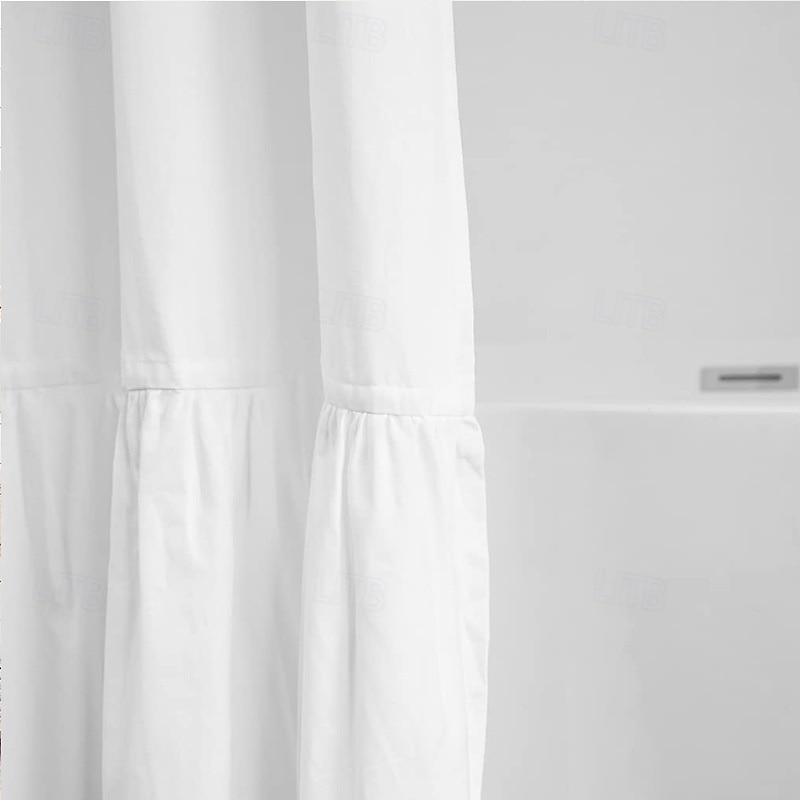 Rideau de douche farmhouse avec volants en lin texturé boho lavable en machine pour salle de bains de 2025 ? $16.99 –P2