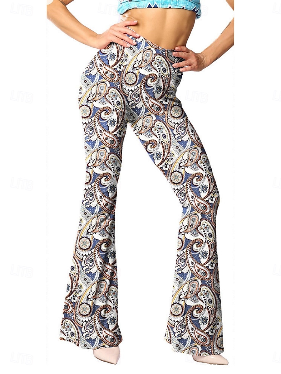 Dame Leggings Årgang Etnisk stil Full lengde Høy Midje Paisly Printer comfy Myk Bekvem Mikroelastisk utendørs Gate Svart Hvit Rosa Blå Sommer Vår Høst Slank Fasong 2025 - $19.99 –P2