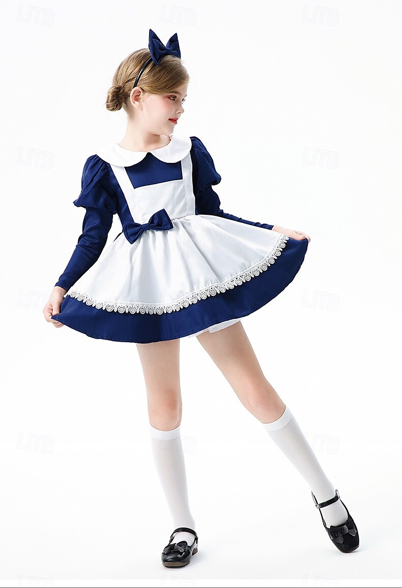 Alice au pays des merveilles Conte de Fées Alice Robe Costume Personnages de contes de fées Douce Lolita Cosplay de Film for Fille Enfant Halloween Carnaval Journée mondiale du livre Performance de 2025 ? $39.99 –P7