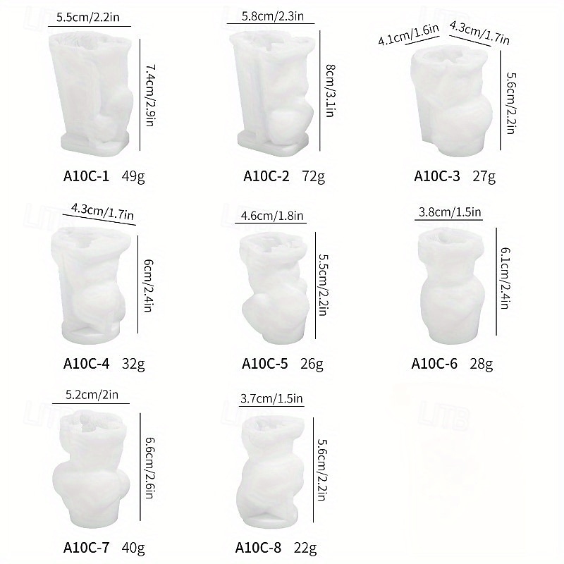 8 Stück Hundeform Silikonform dreidimensionales Tier handgemachte Gips Ton KerzenhalterForm 2025 - $38.99 –P2