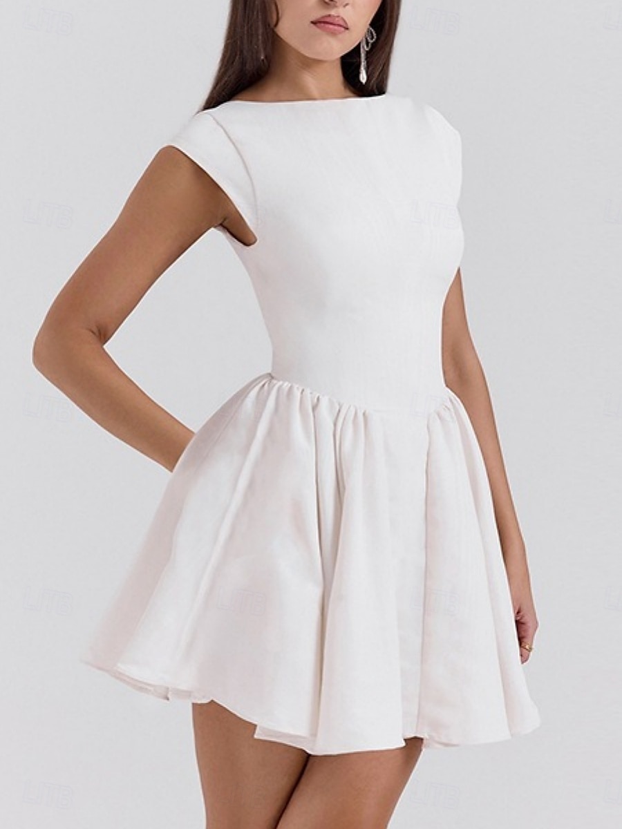 Damen Minikleid Figurbetontes Kleid Elegant Party Cocktail Hochzeit Outdoor Party Normale Passform Einfarbig Ärmellos Rundhalsausschnitt Schwarz Weiß Wein Sommer 2025 - $26.99 –P1