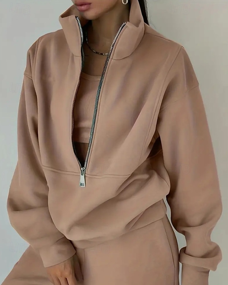 Damskie Spodnie dresowe Dres polarowy Góra ścieżki Zamek 2-częściowa Solidne kolory Rozpinana bluza i spodnie dresowe Zestawy odzież Jesień Leśna zieleń Granatowy Siłownia Sportowy Bieganie Keep Warm 2026 - $31.99 –P2