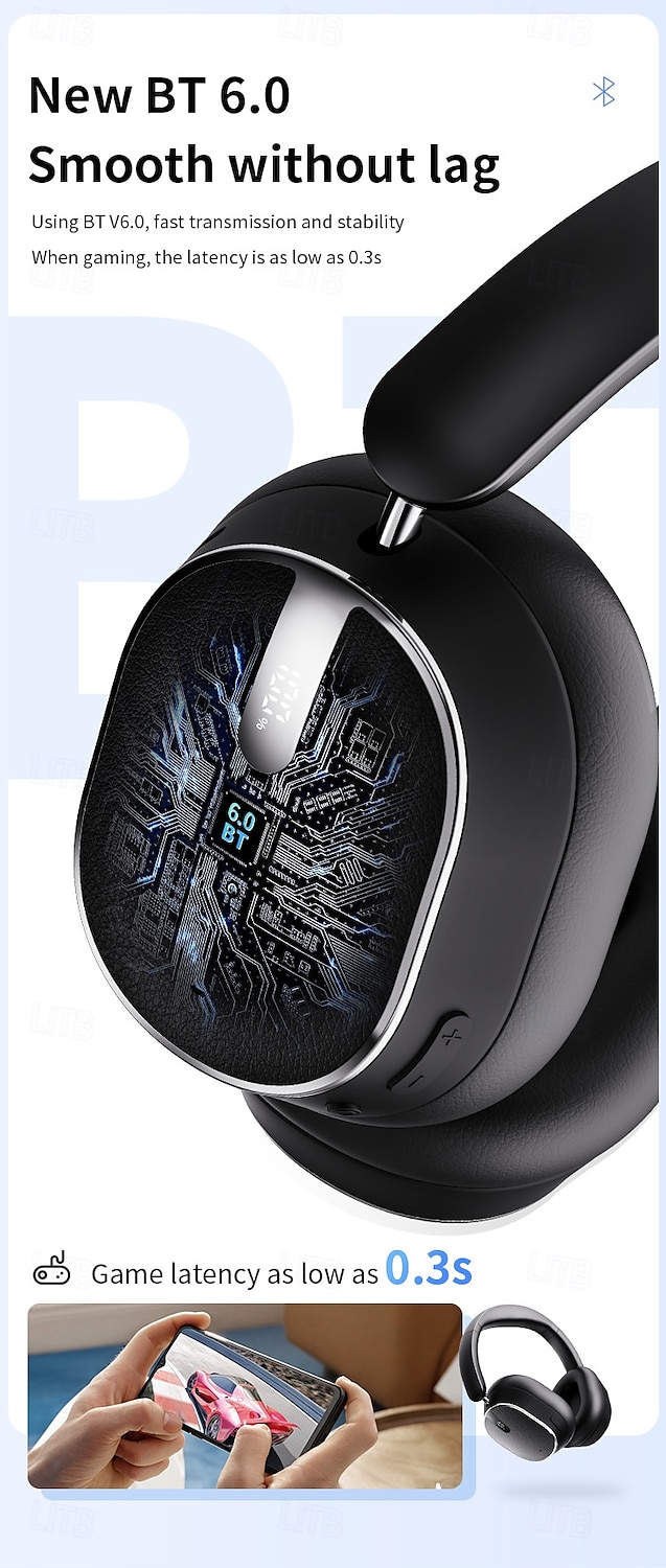 Hybrid Active Noise Cancelling Headphones Wireless Over Ear Bluetooth Headphones Foldable Wireless Headset 60H Playtime Hi-Res Audio Deep Bass Memory Foam Ear Cups Perfect for Travel & Office 2025 - $47.99 –P11