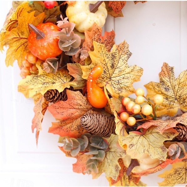 Ghirlanda autunnale per la porta d'ingresso, decorazione autunnale per interni ed esterni, ghirlanda di zucca, pigna, bacche, foglie d'acero, decorazione rustica per la raccolta, porta e parete. del 2025 a $28.99 –P6