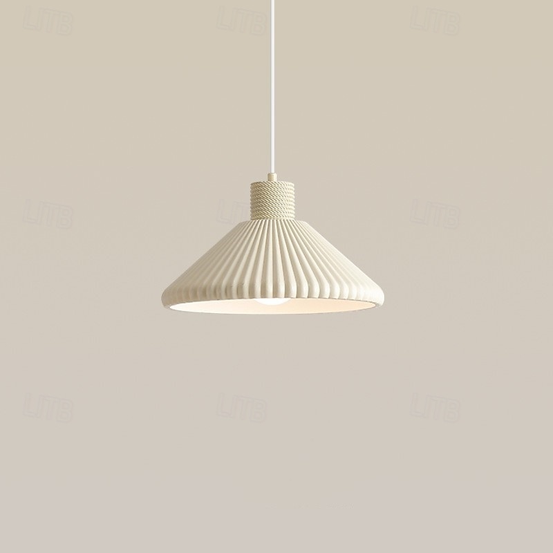 Lampadario a sospensione bianco di metà secolo, con paralume conico plissettato, grande lampada a sospensione da soffitto, moderna lampada a sospensione da soffitto per isola da cucina, lampadario per del 2025 a $190.99 –P1