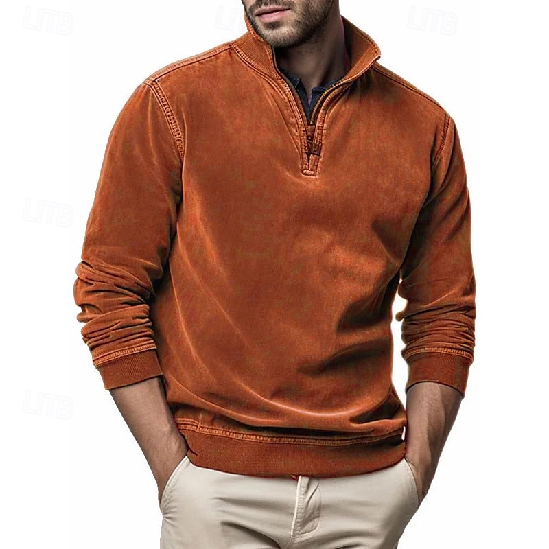 Pánské Mikina Čtvrtletní mikina na zip Černá Námořnická modř Oranžová Trávová zelená Kávová Poloviční zip Bez vzoru Sporty a outdoor Denní Dovolená Polyester Šik ven Základní Na běžné nošení Jaro 2025 - $36.99 –P1