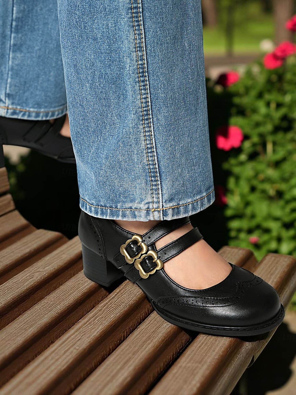 Escarpins Mary Jane en similicuir marron pour femme – Chaussures vintage des années 1950 à talon bas et double bride à boucle, idéales au quotidien ou pour le bureau de 2025 ? $46.99 –P1